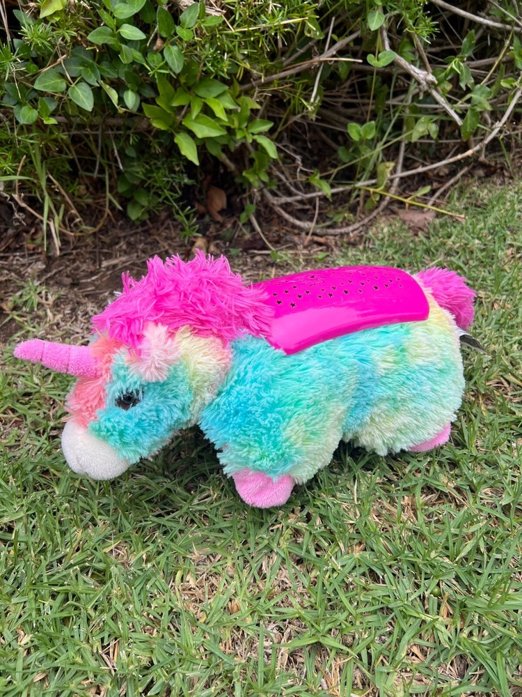 Small Rainbow Unicorn Pillow Pet with Light Projector