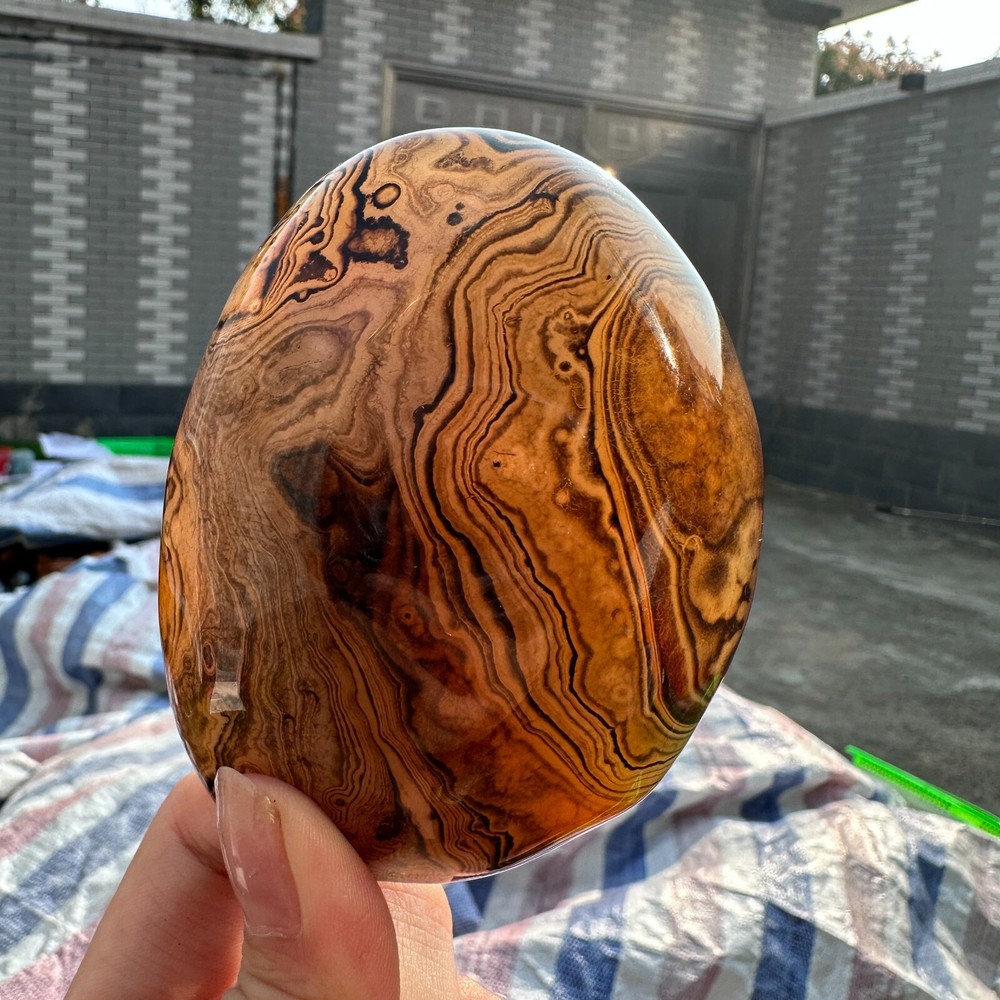 210g Natural Silk Agate Polished Stone Chalcedony Crystal for Healing Energy