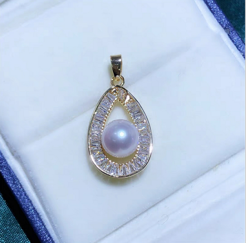 AAA 12-11mm Natural South Sea White Pearl Pendant Necklace in 925 Sterling Silver-image