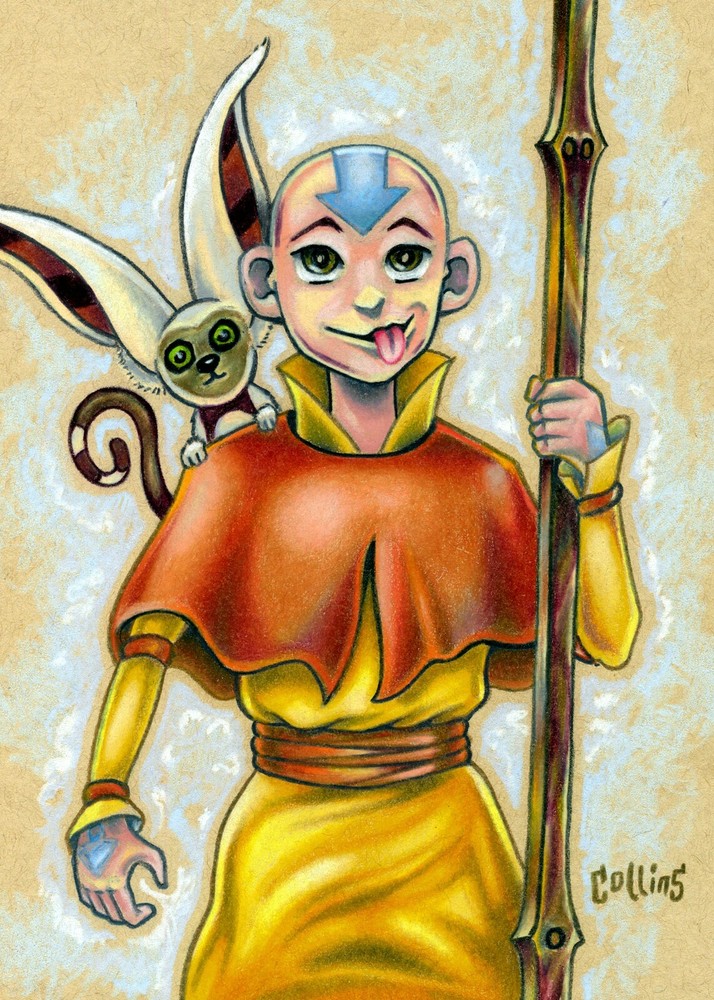 Avatar Last Airbender Aang and Momo anime wall art pop print painting-image