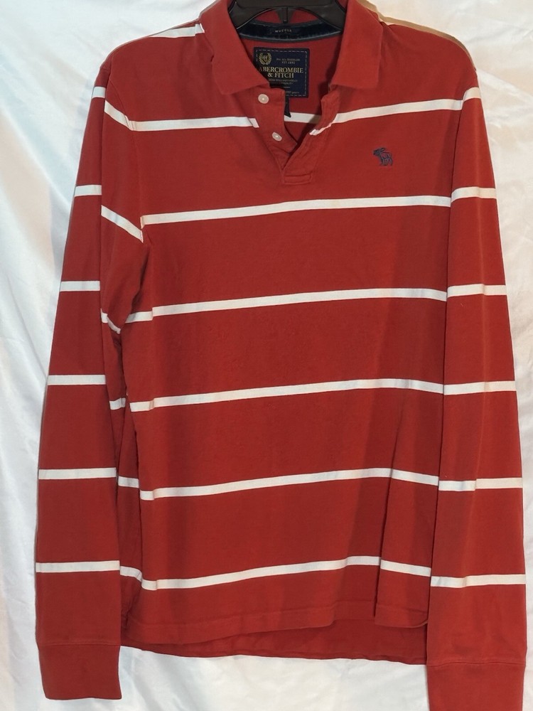 Y2K Abercrombie & Fitch Mens Shirt M Embroidered Moose Long Sleeve Muscle-image