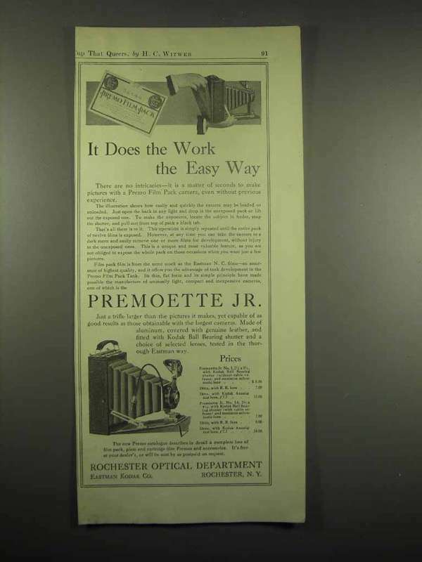 Discover Vintage Charm with the 1917 Kodak Premoette Jr Camera Ad – Simplicity Redefined