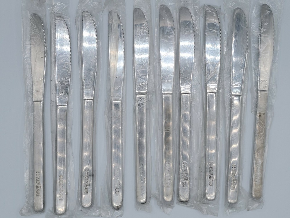 10 Vintage Hawaiian Airlines ABCO Stainless Knives Silverware Set New-image