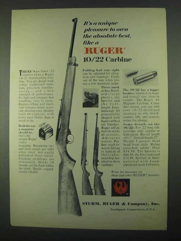 1967 Ruger 10/22 Carbine Ad – Experience a Classic Firearm's Unique Appeal