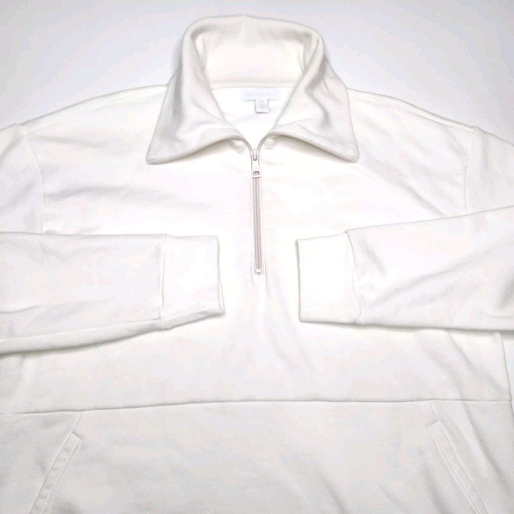 Beyond Yoga Trek 1/4 Zip Fleece Pullover Sweater White Sz Small Athleisure