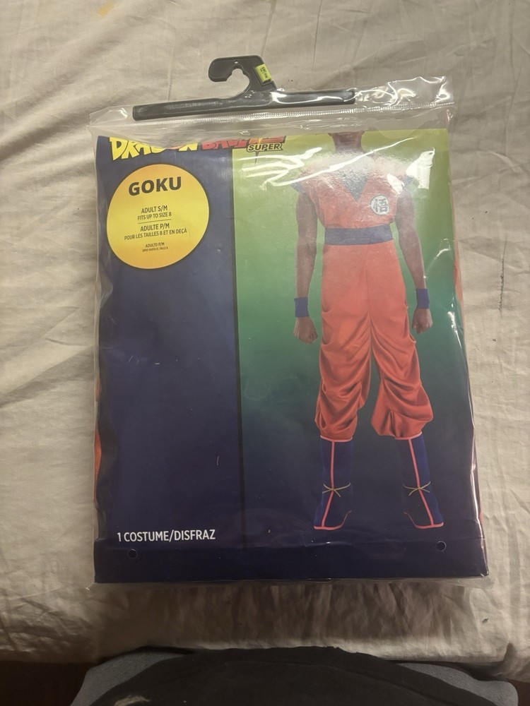 Goku Dragon Ball Z Halloween Costume Jumpsuit Wristbands Belt Adult L-XL