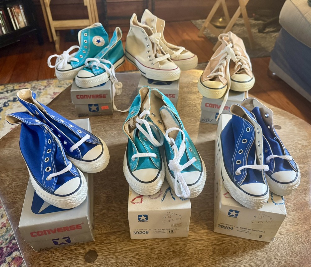 Vintage 1980s Kids Converse Chuck Taylor Sneakers Lot Korea NOS New Old Stock