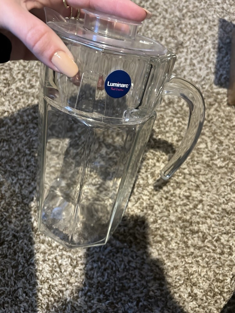 Luminarc Octime Clear Glass Octagonal Pitcher by Arcoroc France  