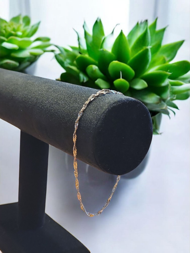 2mm Twisted Link 925 Sterling Silver Anklet - Handcrafted in Italy - 9 Inch