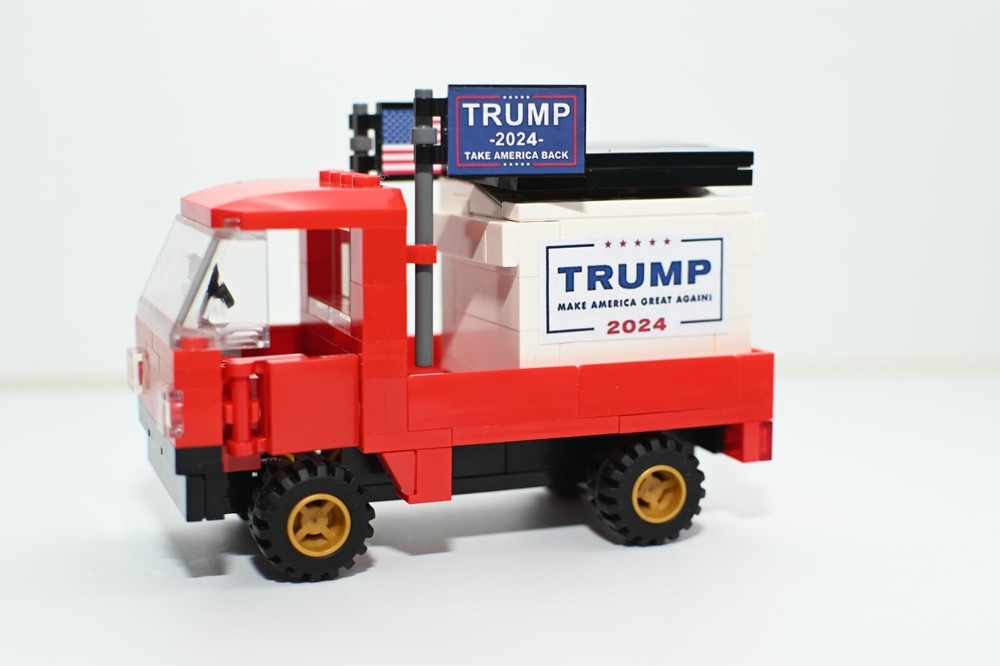 Trump Garbage Red Honda Acty Mini Truck Model compatible Built with LEGO® Bricks