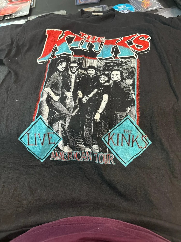 Vintage style The Kinks Tour short sleeve black color shirt reprint VK09344