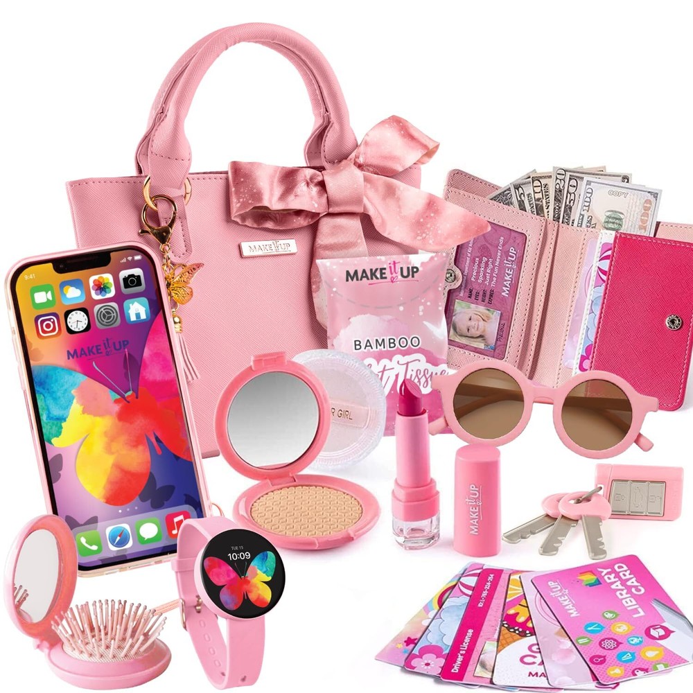 Princess Pretend Play Girls Purse & Girl Toys Make Up Set I Purse & Fake Make...