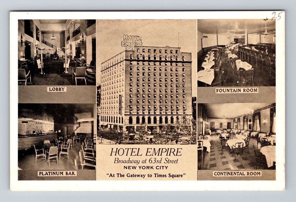 New York City NY, Hotel Empire, Antique, Vintage Postcard
