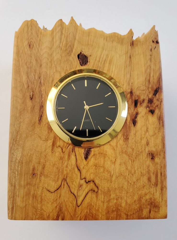 Charles Elkan Handcrafted Maple Burl Wood Wall Clock
