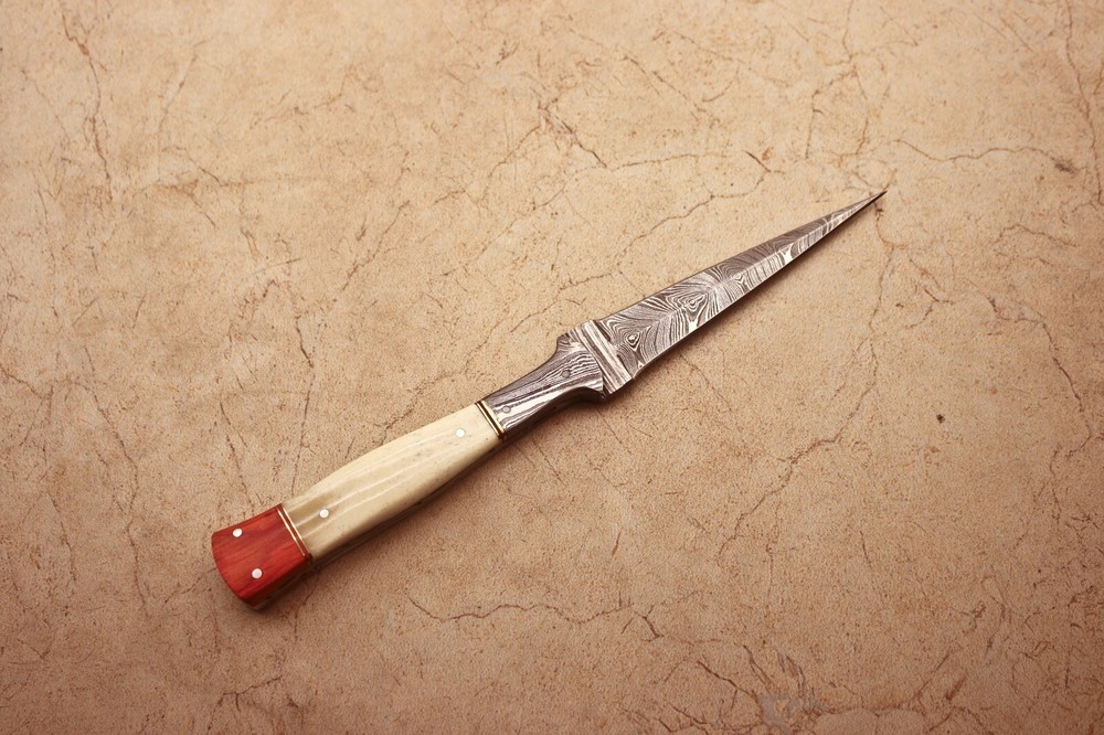Handmade Damascus Steel Blade Rosewood/Bone Handle Fixed  Knife