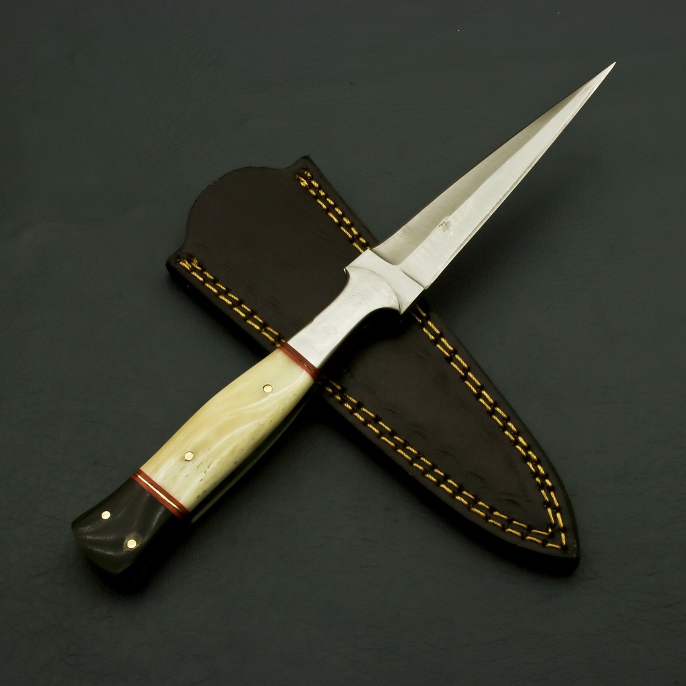 Hand Forged Stainless  Steel Hunting  Boot Knife with Leather Sheath