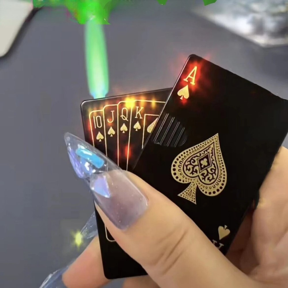 Metal Creative JetTorch Green Flame Poker Lighter Windproof Playing Card Lighter