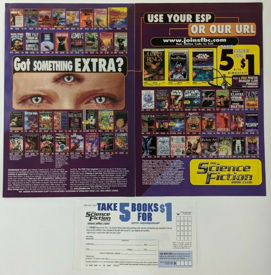 Science Fiction Book Club Print Ad Poster Art PROMO Original Star Wars LotR D&D-image