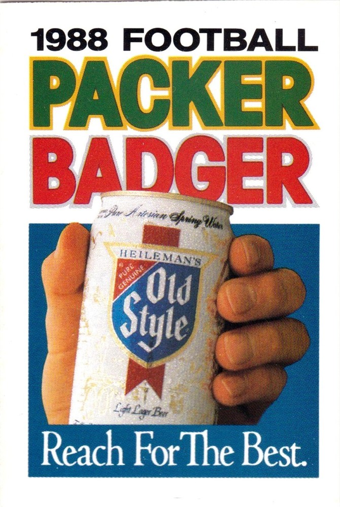 1988 Green Bay Packers, Badgers Football Pocket Schedule- Old Style Beer