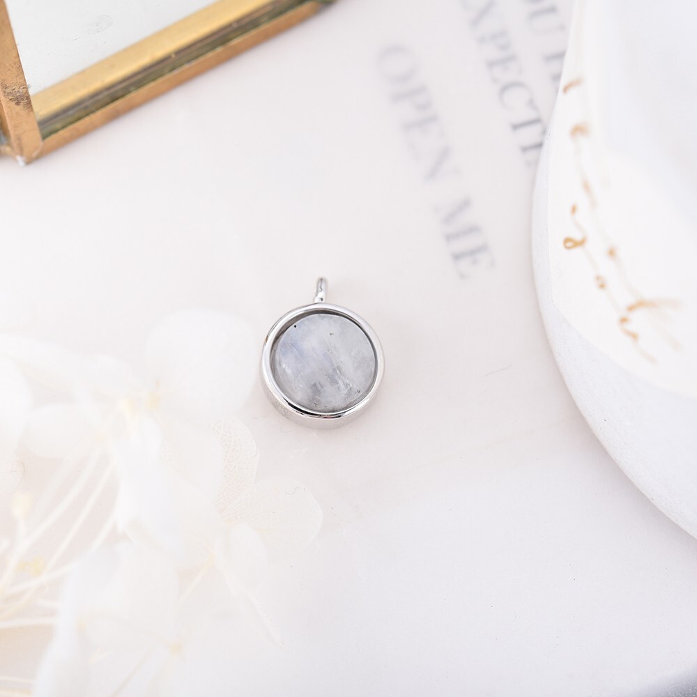 Moonstone Round Silver Pendant Necklace for Women