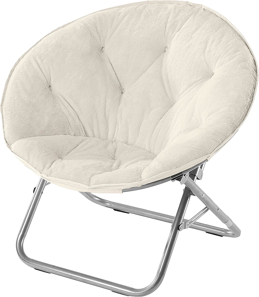 Urban White Faux Fur Saucer Chair for Modern Living Spaces