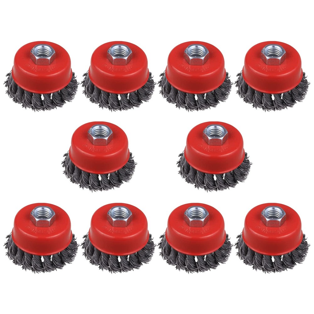 Wire Cup Brush for Angle Grinder, 10 Pack 3 inch Wire Cup Brush for Grinders,...