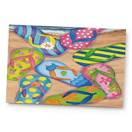 Colorful Beach Sandal Flip Flops Print Bathroom Rugs Soft Bath Rugs Non Slip,