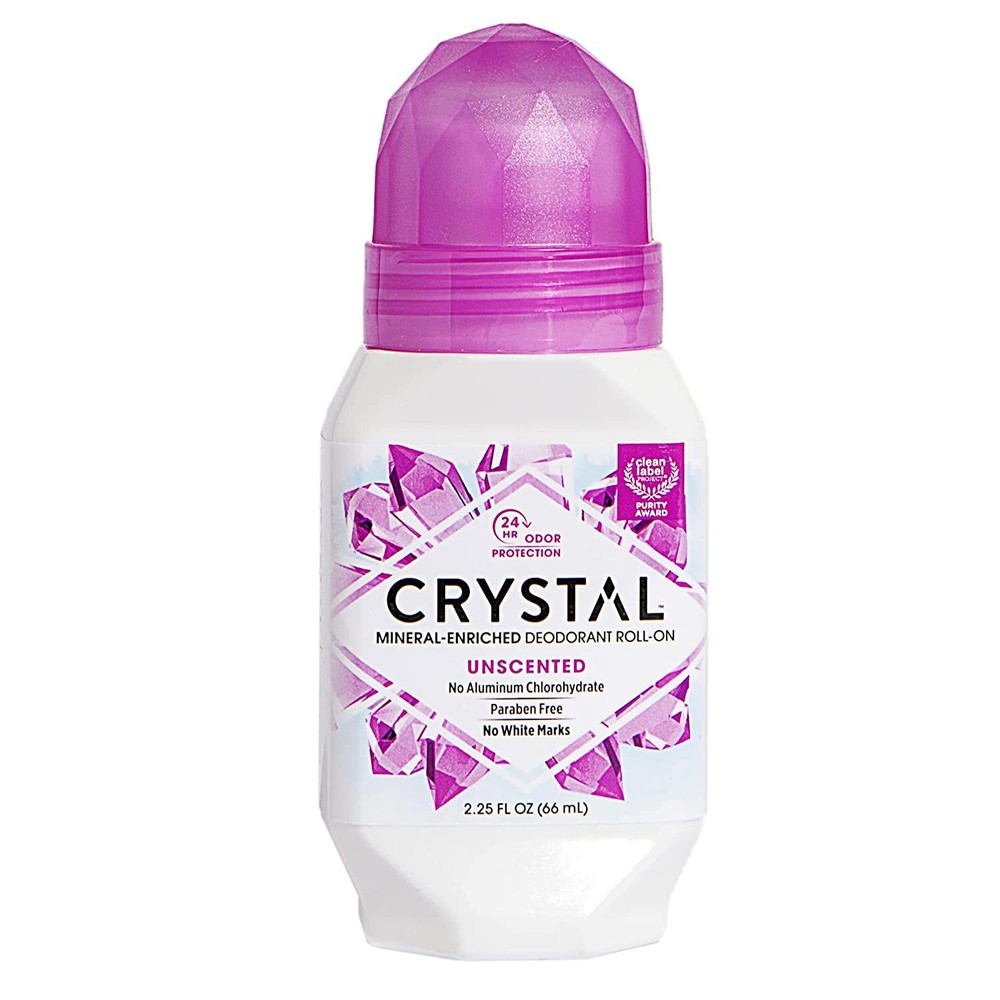 CRYSTAL Mineral Deodorant Roll-On Unscented Body Deodorant With 24-Hour Odor Pr