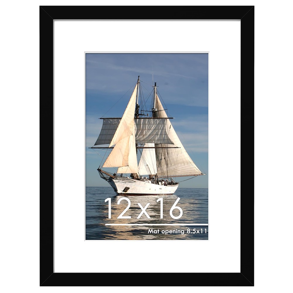 12x16 Picture Frame, Display Pictures 8.5x11 with Mat or 12 x 16 Without Mat