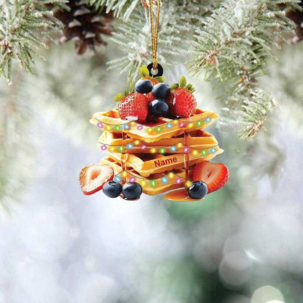Waffle Christmas Ornament  Waffle Strawberry Ornament  Waffle Ornament Xmas Gift
