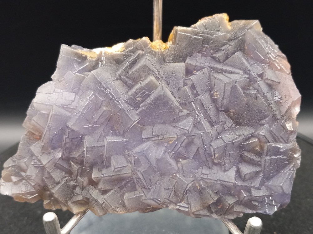 Gray Purple Cube Fluorite Cluster with Orange Calcite from Pakistan