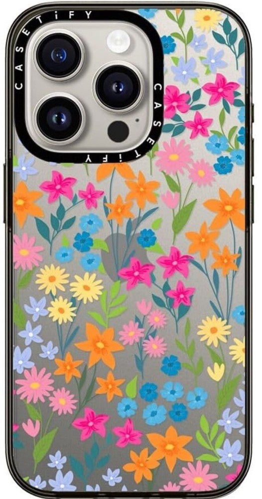 CASETiFY iPhone 15 Pro Case Clear Black with Daisy Floral Design
