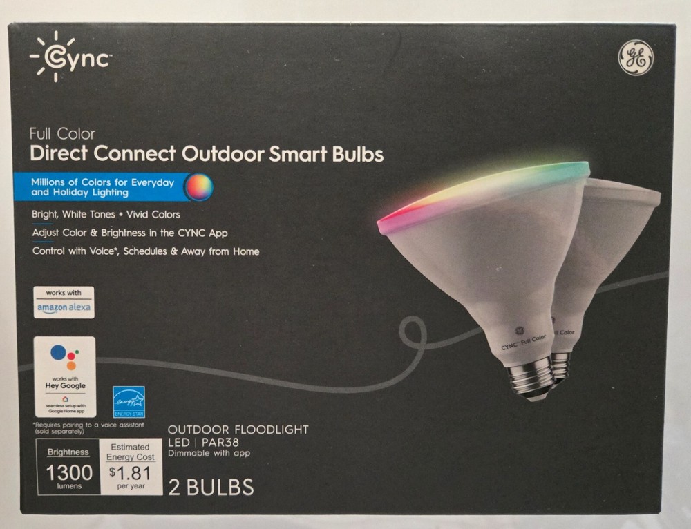 2 GE CYNC Direct Connect WiFi Full Color Changing LED Smart Bulbs - NEW