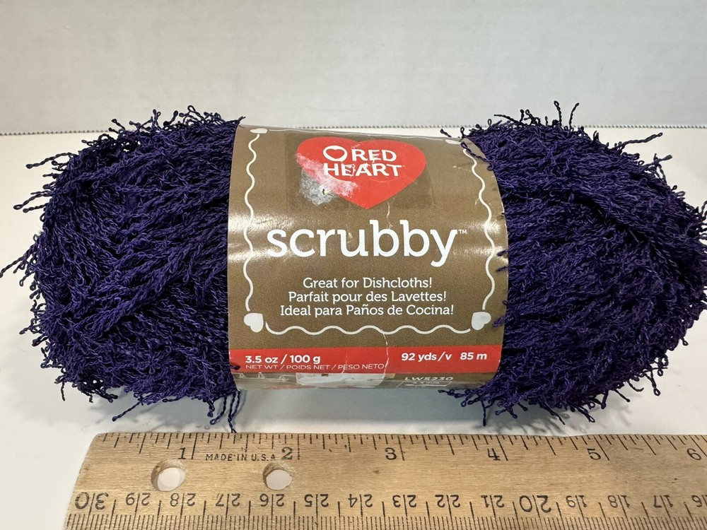 Lot of 1 - Red Heart Scrubby Yarn Color Grape - Polyester Yarn 3.5 Oz , New
