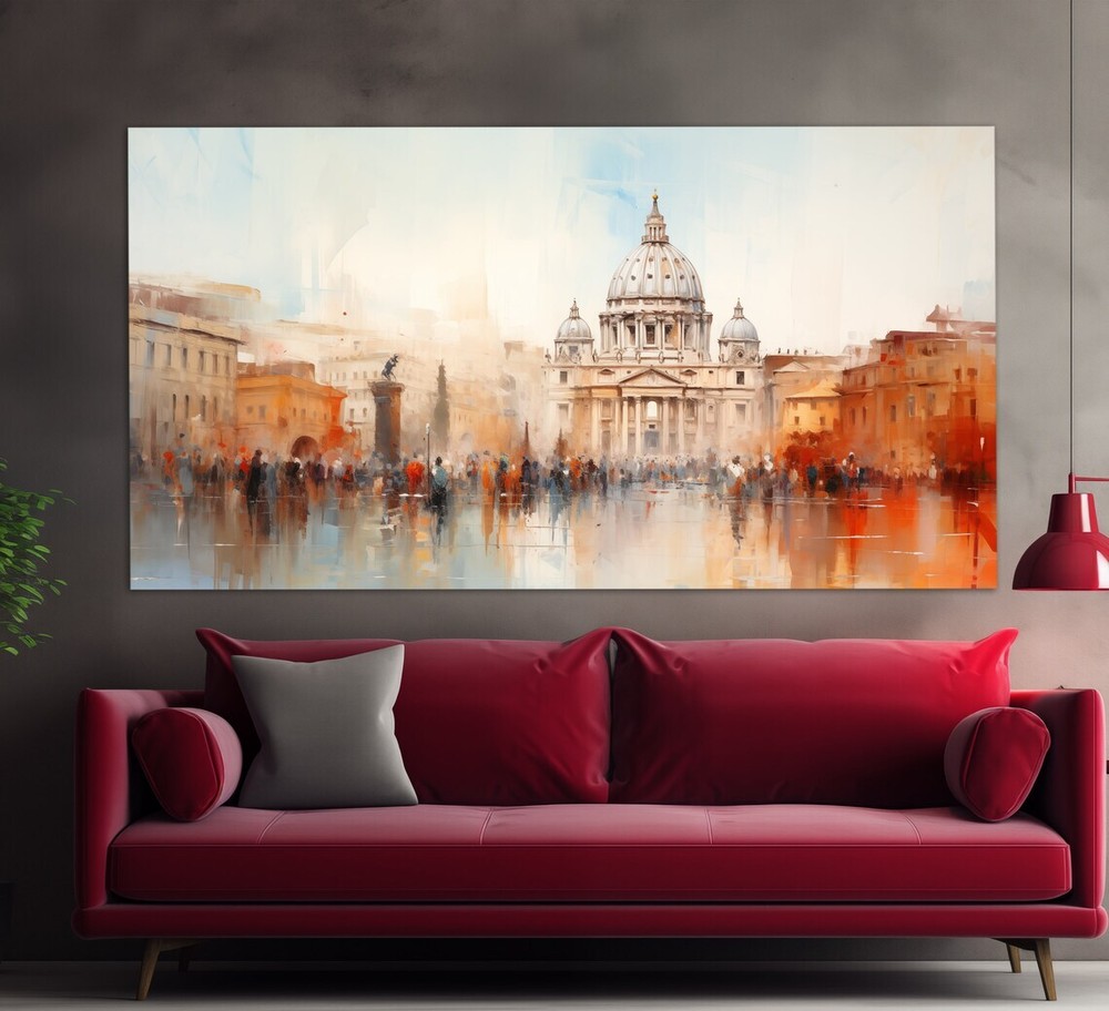 Rome Vintage Painting Abstract Italy Unframed Canvas Print Australian Wall Art
