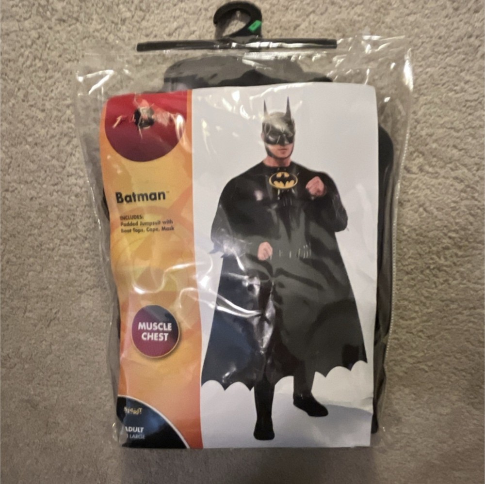 Spirit Halloween Batman Adult Large Costume with Mask & Cape Black