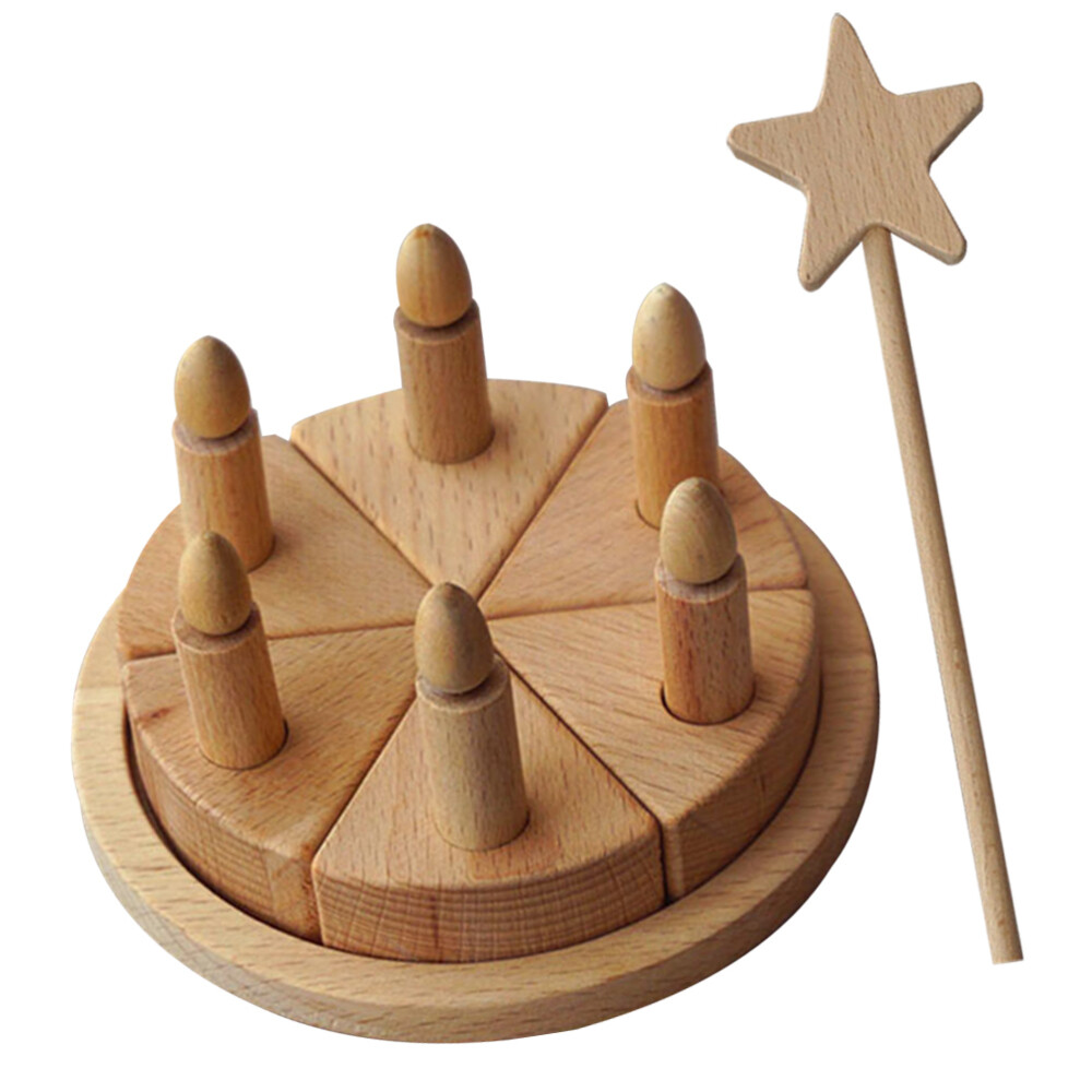 Wooden Play Cake Toy Fairy Basket Cutting Kids Plaything Toddler