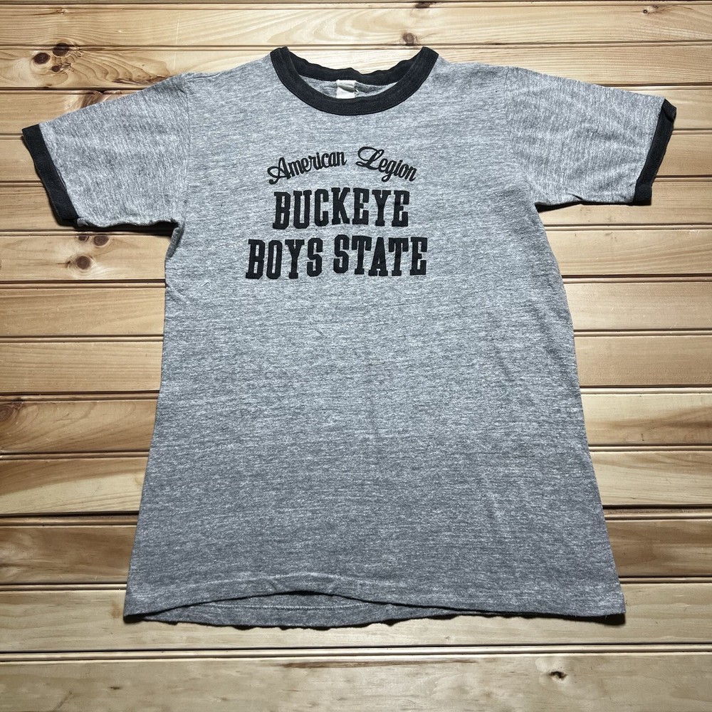 Vintage 70s Buckeye Boys State American Legion Ringer Shirt Size Large