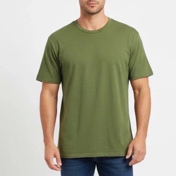 AMERICAN GIANT Mens Green Short Sleeve Crew Neck T Shirt Size 2XL Made in USA