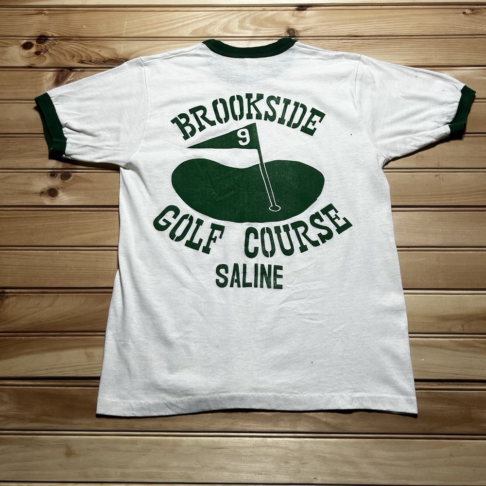 Vintage 70s 80s Brookside Golf Course Ringer Tee Size S/M