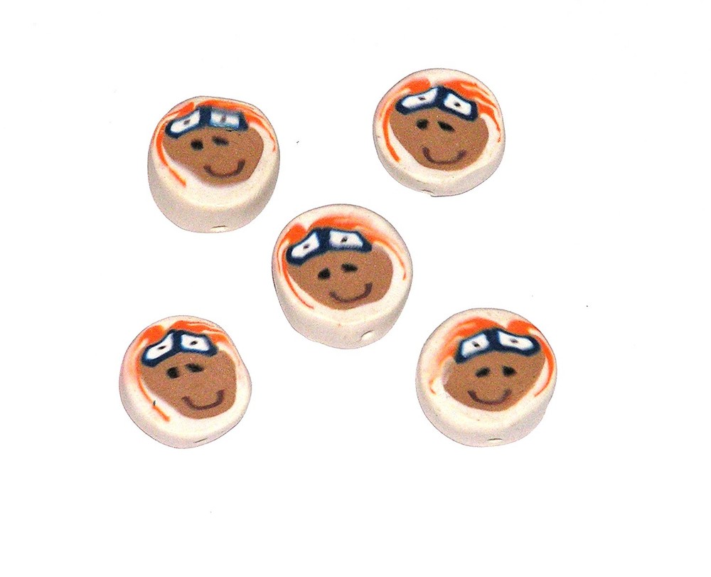 /FIMO POLYMER CLAY BEADS Face Lot of 5 HAPPY FACES
