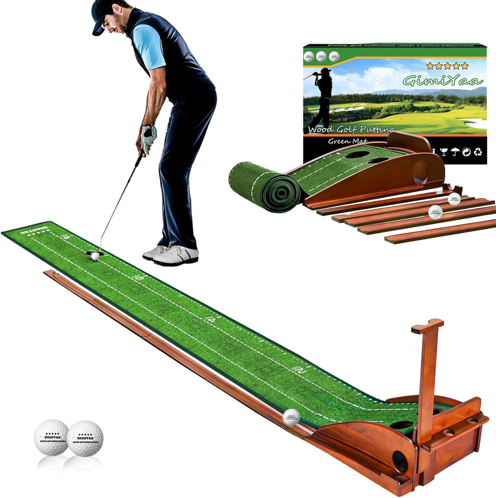 Golf Putting Mat Green Indoor and Outdoor with Auto Ball Return,Game Practice Go