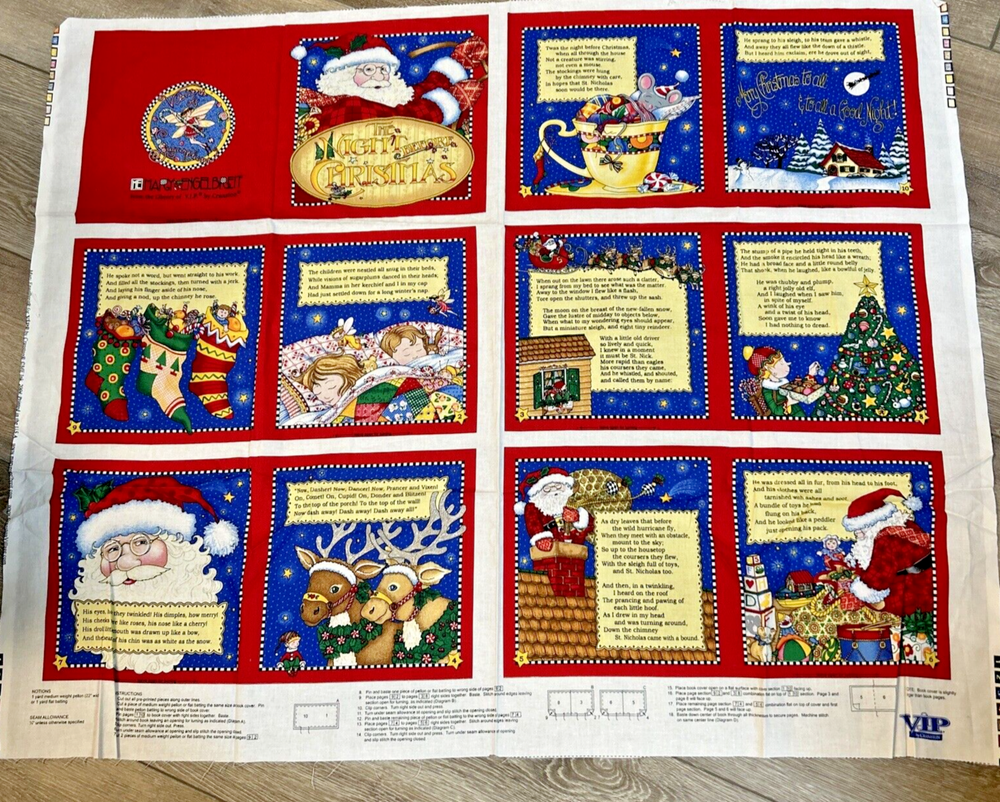 Mary Engelbreit Night Before Christmas Cut n Sew Soft Book Cotton Panel Fabric