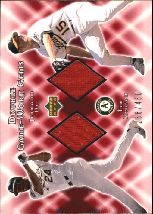 2002 (ATHLETICS) UD Double Game Worn Gems #DGDH J.Dye/T.Hudson