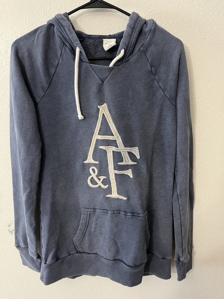 Abercrombie & Fitch Hoodie Mens Medium Blue Moose Pullover Faded Y2K-image