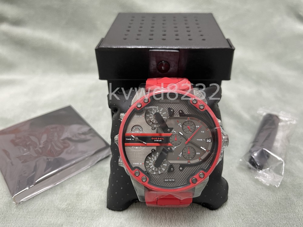 Diesel DZ7370 Mr Daddy Black Dial Red Stainless Steel Band Quartz Men's Watch