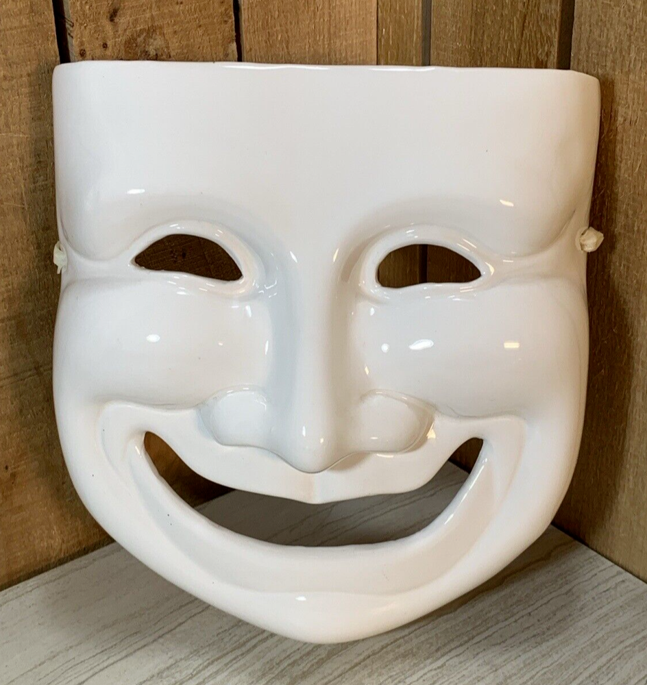 Mardi Gras Style Mask Ceramic Happy Face Collector Decor Wall Hanging