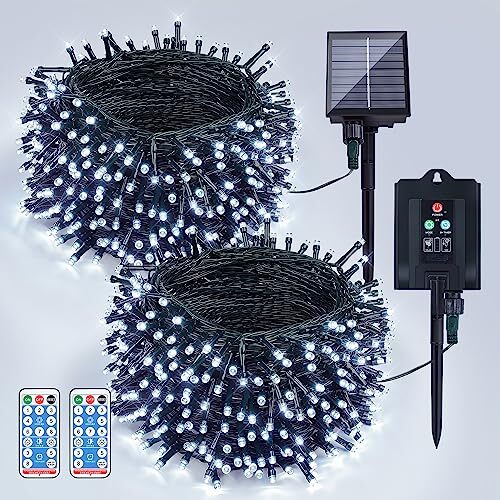2 Pack Solar String Lights,Each 72ft 200 LED Solar 200LED,2PACK White