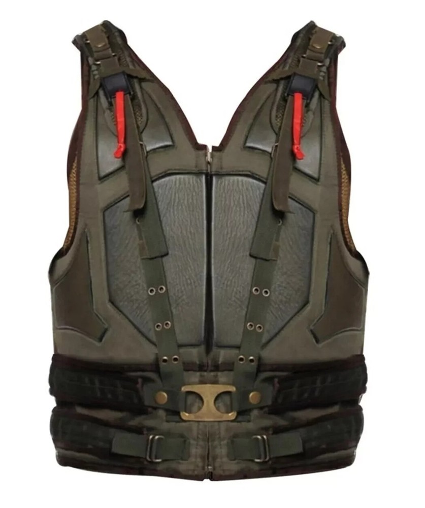 The Dark Knight Rises Tom Hardy Military Green Leather Bane Vest- Vest For Men