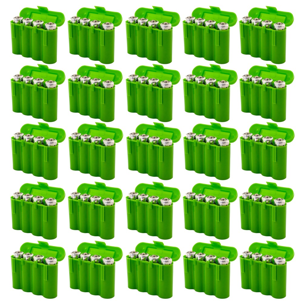 Green Battery Holder Storage Case for AA AAA CR123A - 25 Cases-image